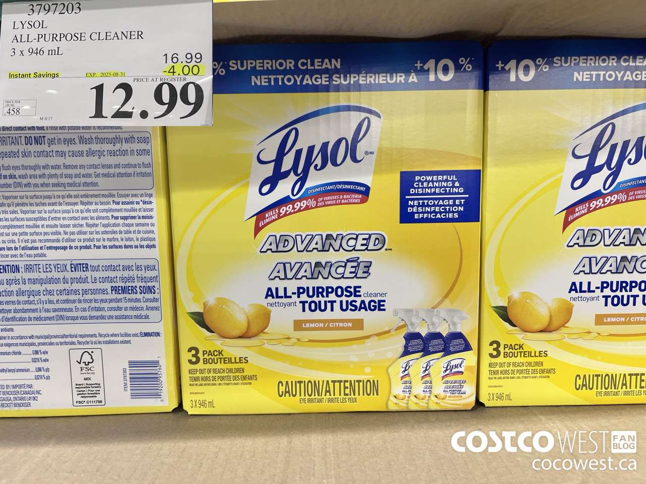 3797203 LYSOL ALL-PURPOSE CLEANER 3 X 946ML ($4.00 INSTANT SAVINGS EXPIRES ON 2025-08-31) $12.99