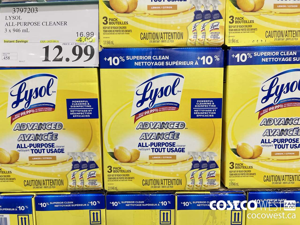 3797203 LYSOL ALL-PURPOSE CLEANER 3 X 946ML ($4.00 INSTANT SAVINGS EXPIRES ON 2025-08-31) $12.99