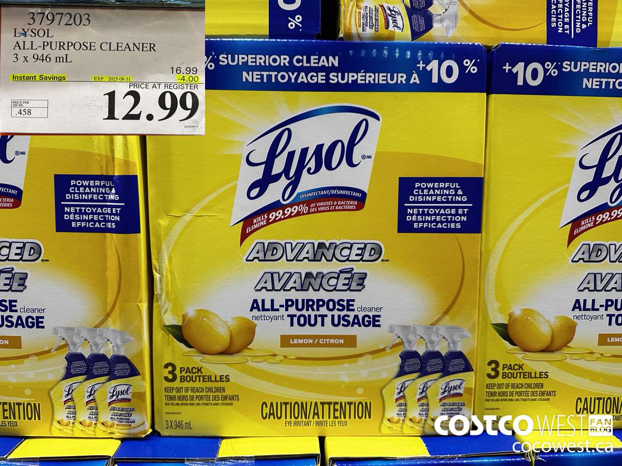 3797203 LYSOL ALL-PURPOSE CLEANER 3 X 946ML ($4.00 INSTANT SAVINGS EXPIRES ON 2025-08-31) $12.99