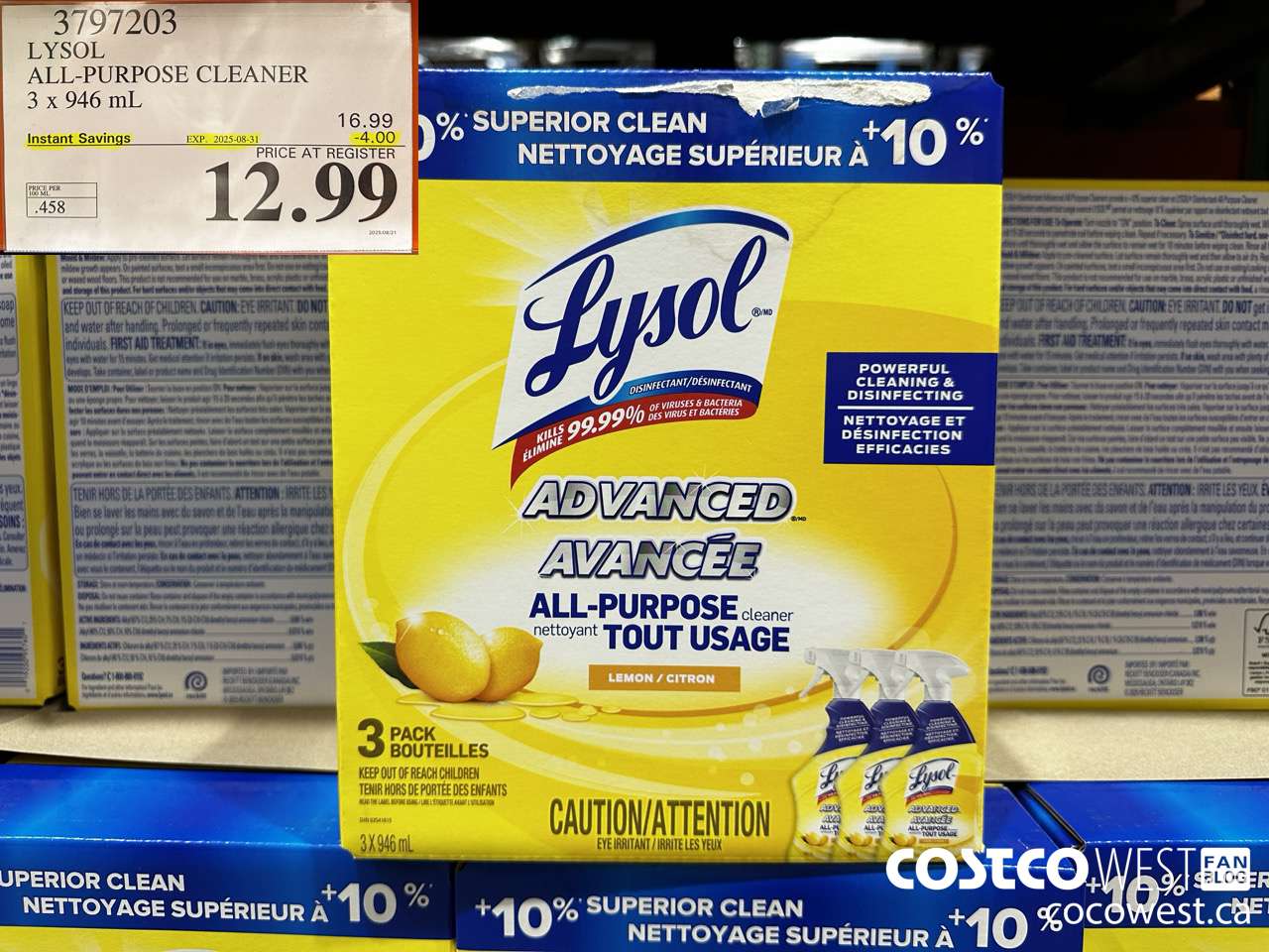 3797203 LYSOL ALL-PURPOSE CLEANER 3 X 946ML ($4.00 INSTANT SAVINGS EXPIRES ON 2025-08-31) $12.99