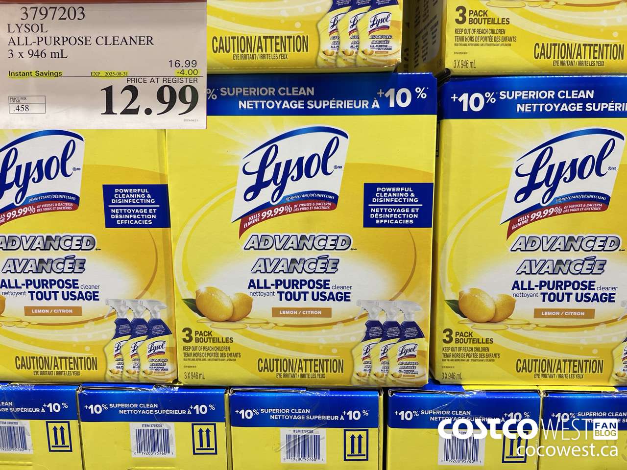 3797203 LYSOL ALL-PURPOSE CLEANER 3 X 946ML ($4.00 INSTANT SAVINGS EXPIRES ON 2025-08-31) $12.99