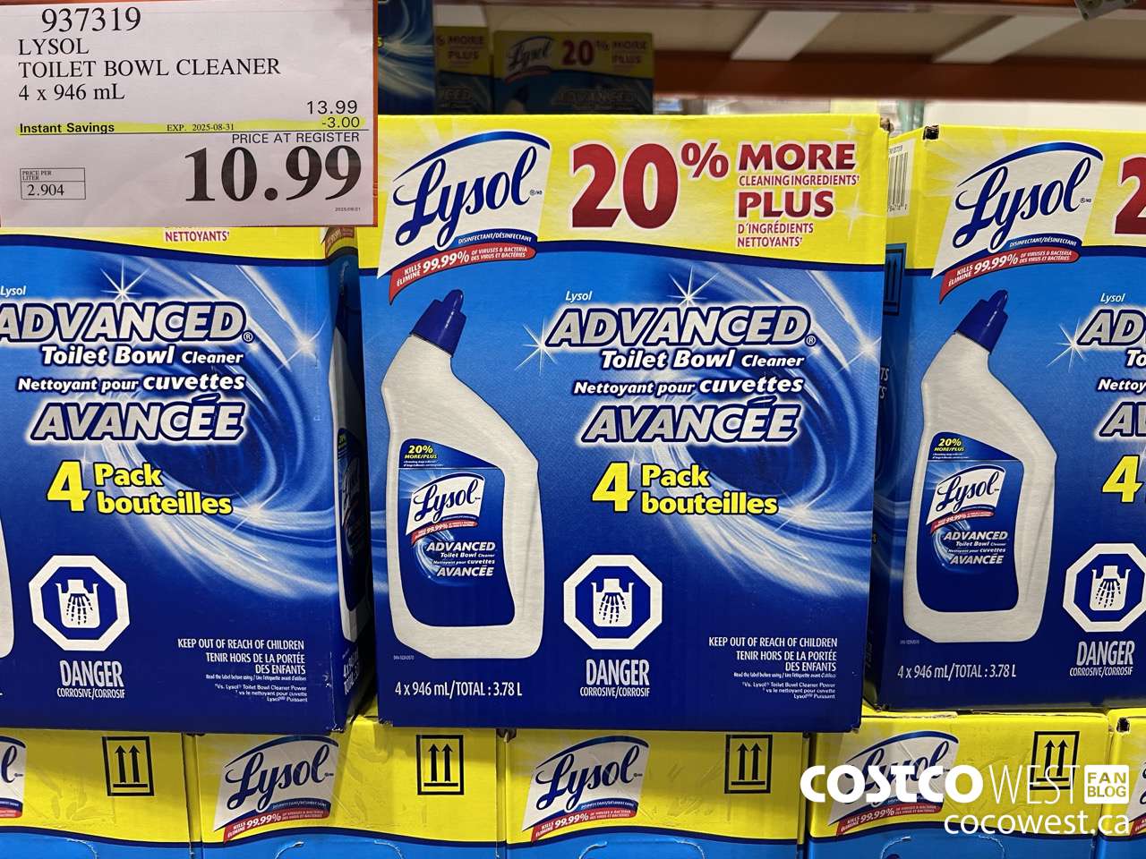 937319 LYSOL TOILET BOWL CLEANER 4 x 946 ML ($3.00 INSTANT SAVINGS EXPIRES ON 2025-08-31) $10.99