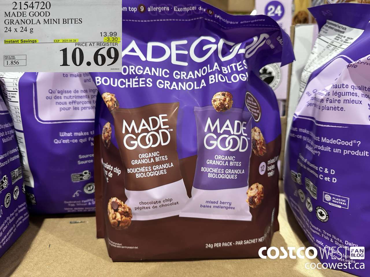 2154720 MADE GOOD GRANOLA MINI BITES 24 X 24G ($3.30 INSTANT SAVINGS EXPIRES ON 2025-08-28) $10.69