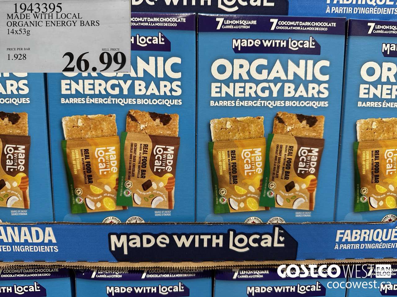 1943395 MADE WITH LOCAL COCONUT LEMON BARS 14 X 53G $26.99