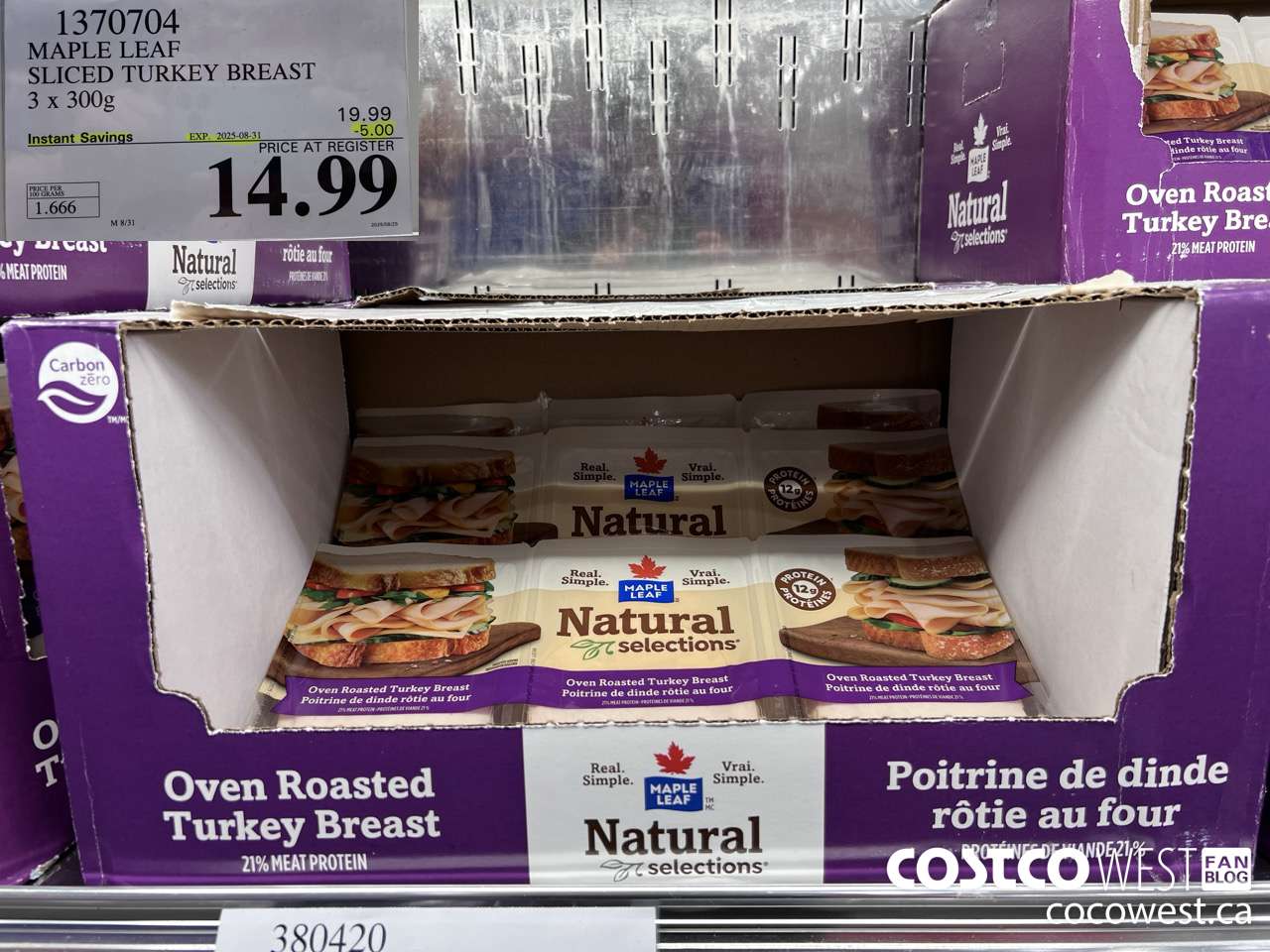 1370704 MAPLE LEAF SLICED TURKEY BREAST 3 x 300g ($5.00 INSTANT SAVINGS EXPIRES ON 2025-08-31) $14.99