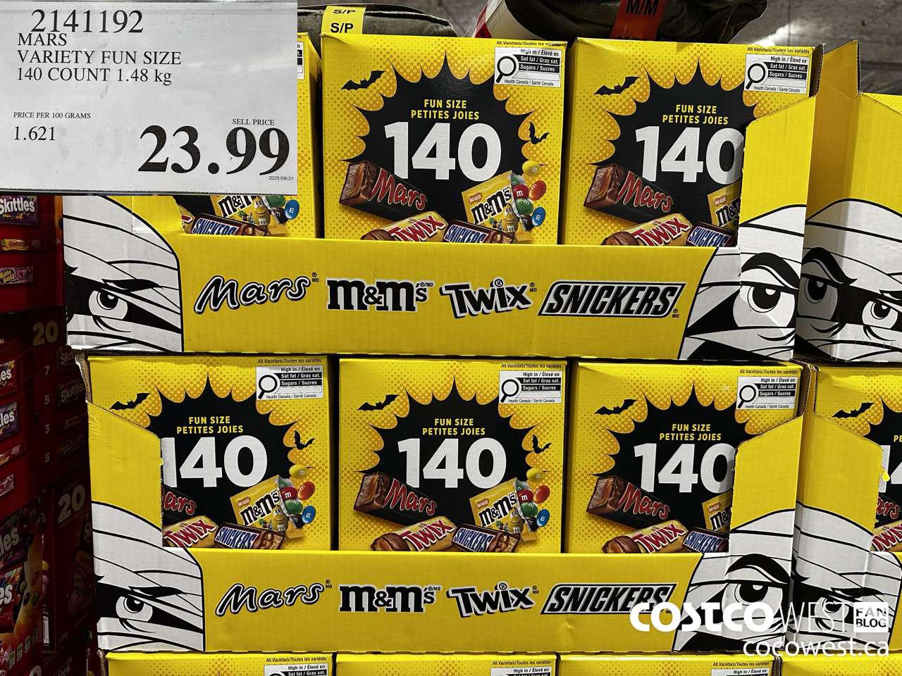 2141192 MARS VARIETY FUN SIZE 140 COUNT 1.48KG $23.99