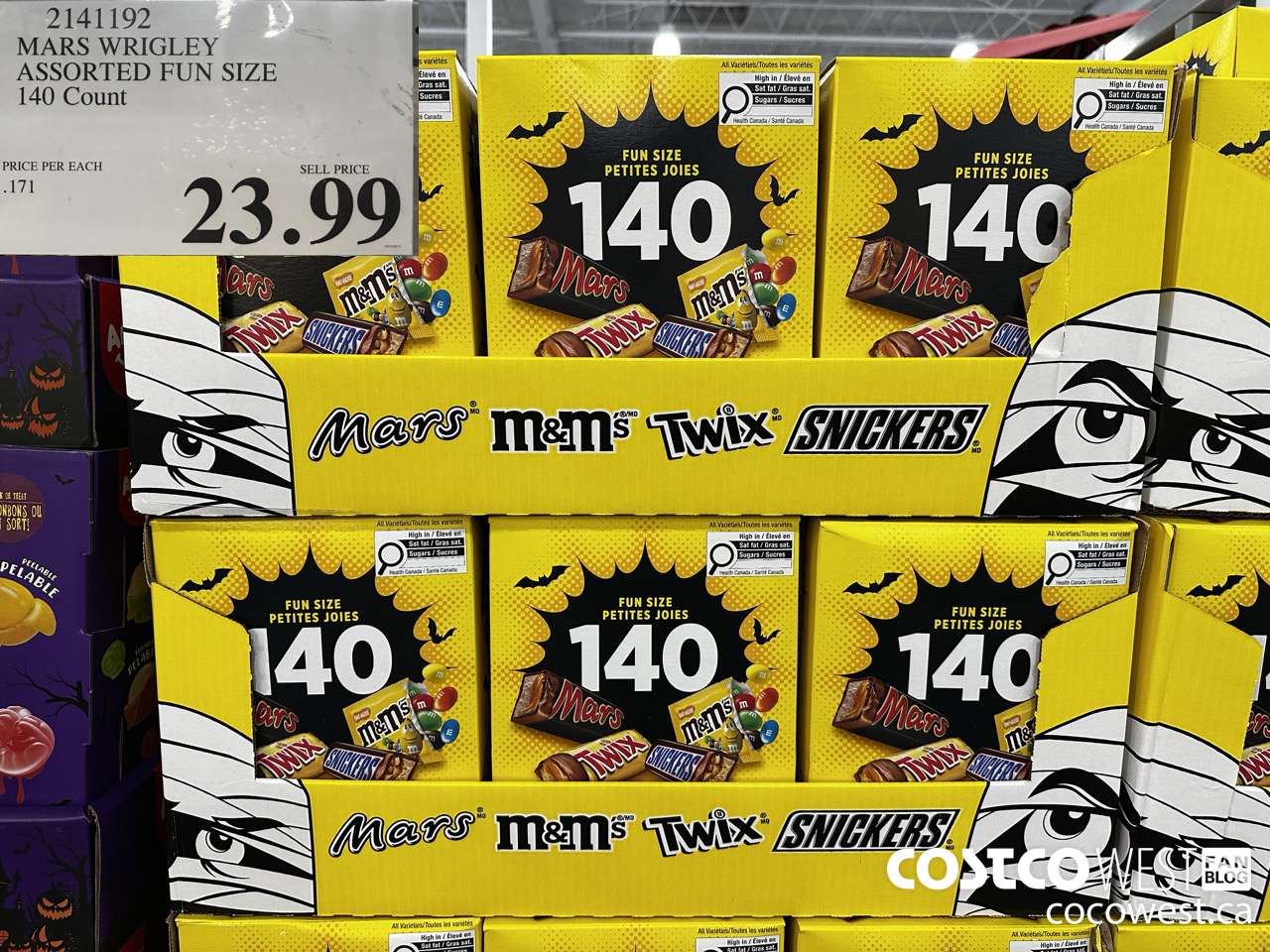 2141192 MARS WRIGLEY ASSORTED FUN SIZE 140 COUNT $23.99