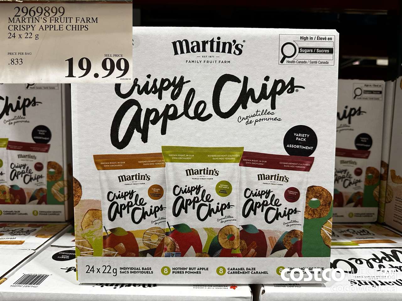 2969899 MARTIN'S FRUIT FARM CRISPY APPLE CHIPS 24 X 22G $19.99