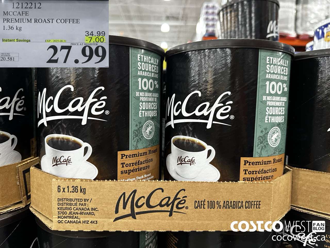 1212212 MCCAFE COFFEE PREMIUM ROAST GROUND 1.36KG ($7.00 INSTANT SAVINGS EXPIRES ON 2025-08-31) $27.99