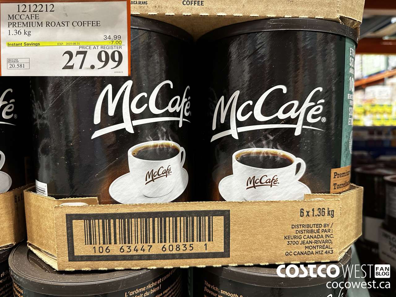 1212212 MCCAFE COFFEE PREMIUM ROAST GROUND 1.36KG ($7.00 INSTANT SAVINGS EXPIRES ON 2025-08-31) $27.99