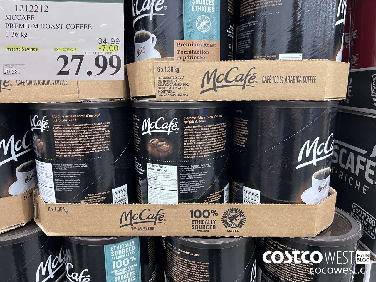 1212212 MCCAFE COFFEE PREMIUM ROAST GROUND 1.36KG ($7.00 INSTANT SAVINGS EXPIRES ON 2025-08-31) $27.99