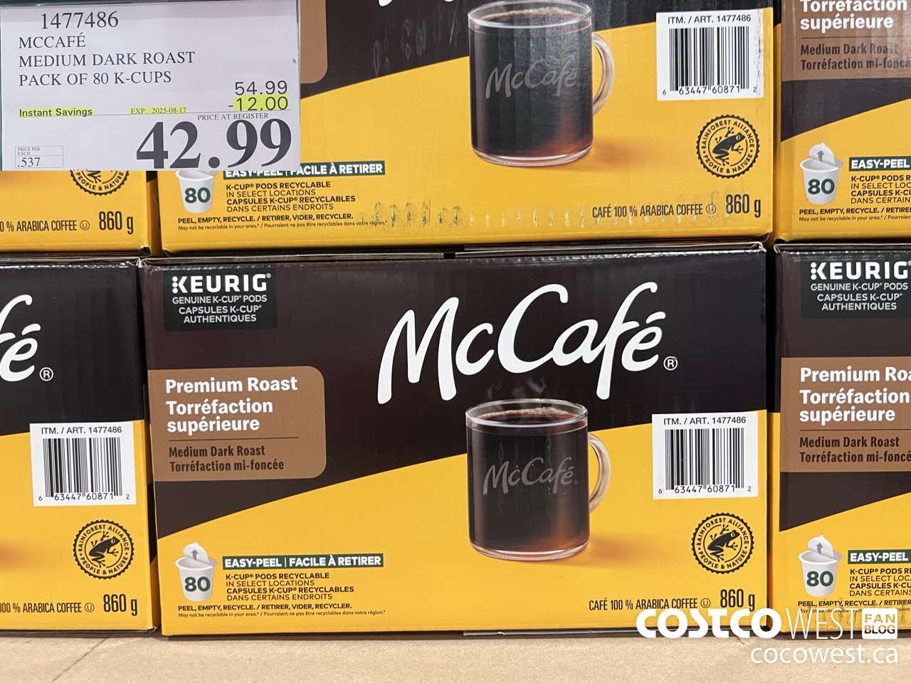 1477486 MCCAFE MEDIUM ROAST K-CUPS 80 COUNT ($12.00 INSTANT SAVINGS EXPIRES ON 2025-08-17) $42.99
