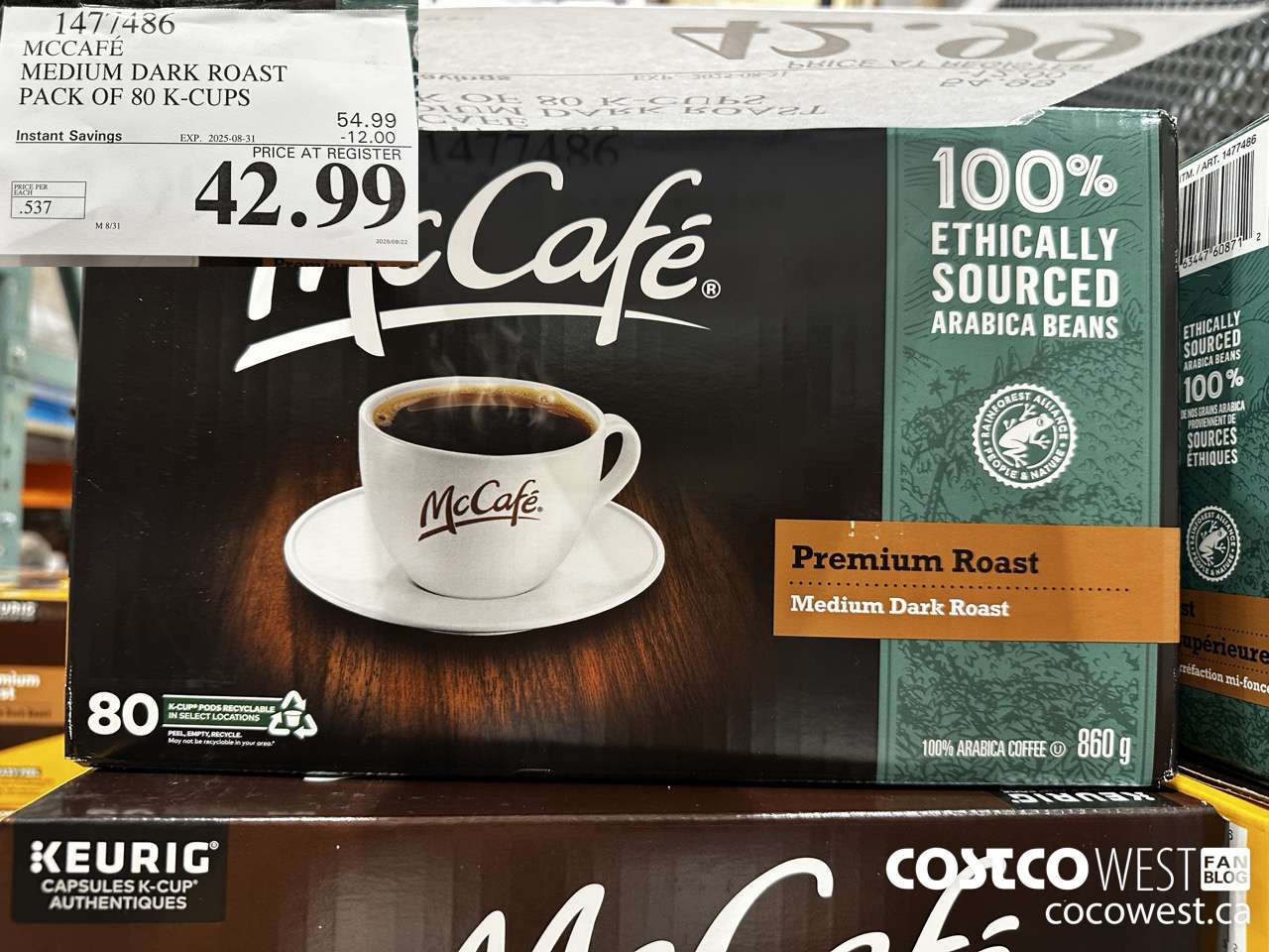 1477486 MCCAFE MEDIUM ROAST K-CUPS 80 COUNT ($12.00 INSTANT SAVINGS EXPIRES ON 2025-08-31) $42.99