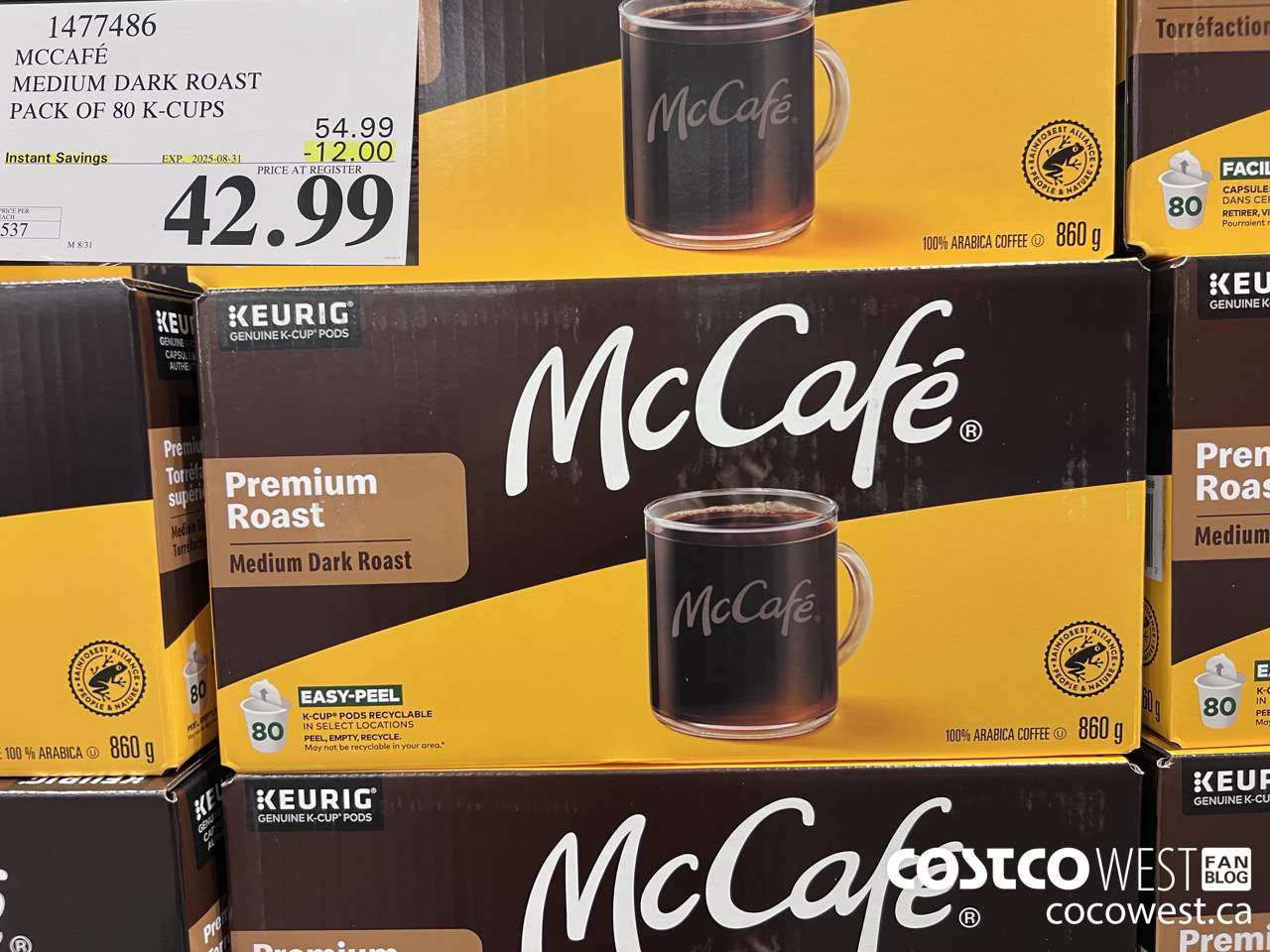 1477486 MCCAFE MEDIUM ROAST K-CUPS 80 COUNT ($12.00 INSTANT SAVINGS EXPIRES ON 2025-08-31) $42.99