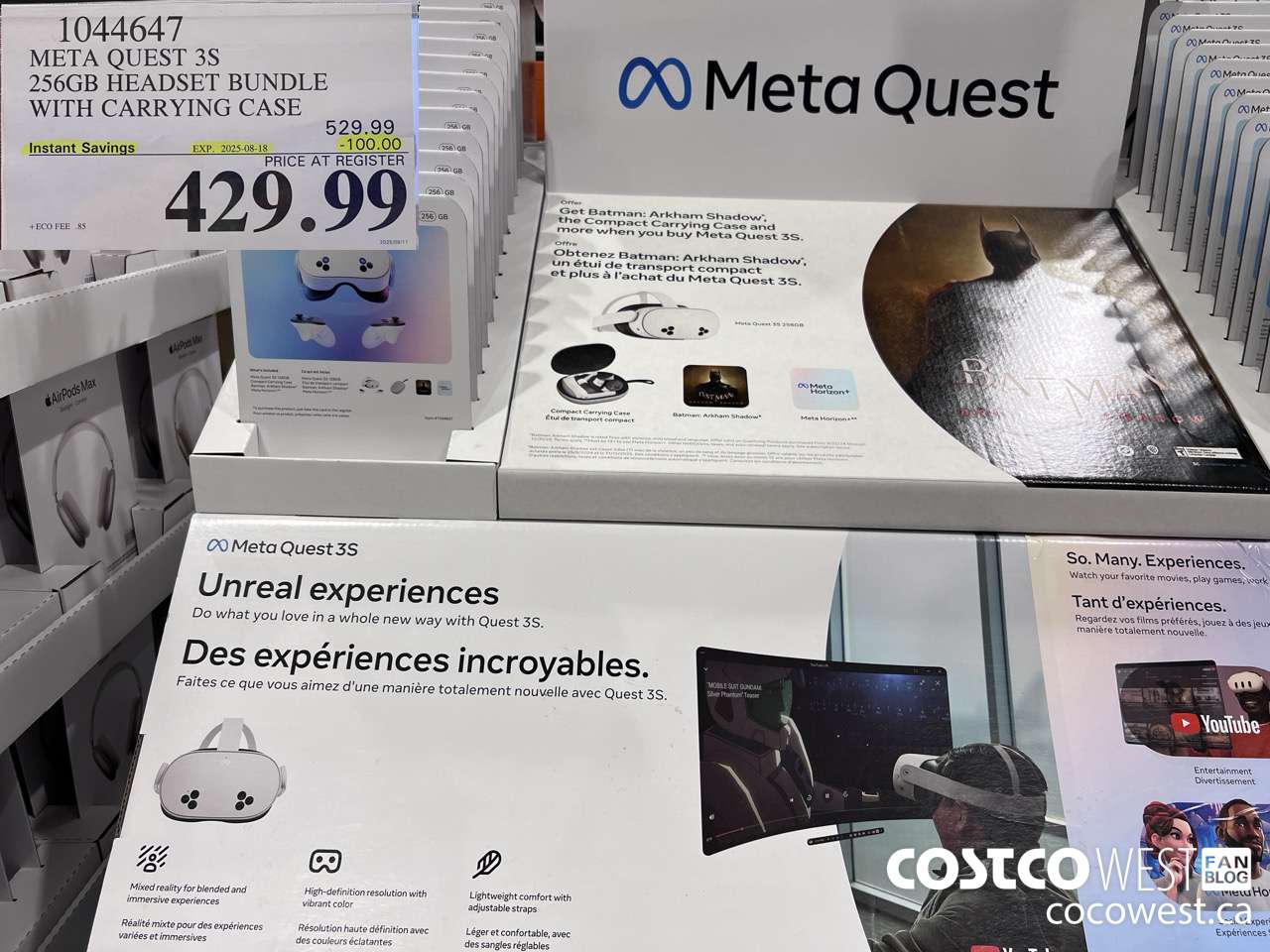 1044647 META QUEST 3S 256GB HEADSET BUNDLE WITH CARRYING CASE ($100.00 INSTANT SAVINGS EXPIRES ON 2025-08-18) $429.99