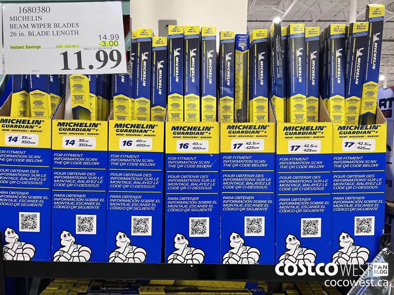 1680380 MICHELIN BEAM WIPER BLADES 26IN BLADE LENGTH ($3.00 INSTANT SAVINGS EXPIRES ON 2025-08-31) $11.99