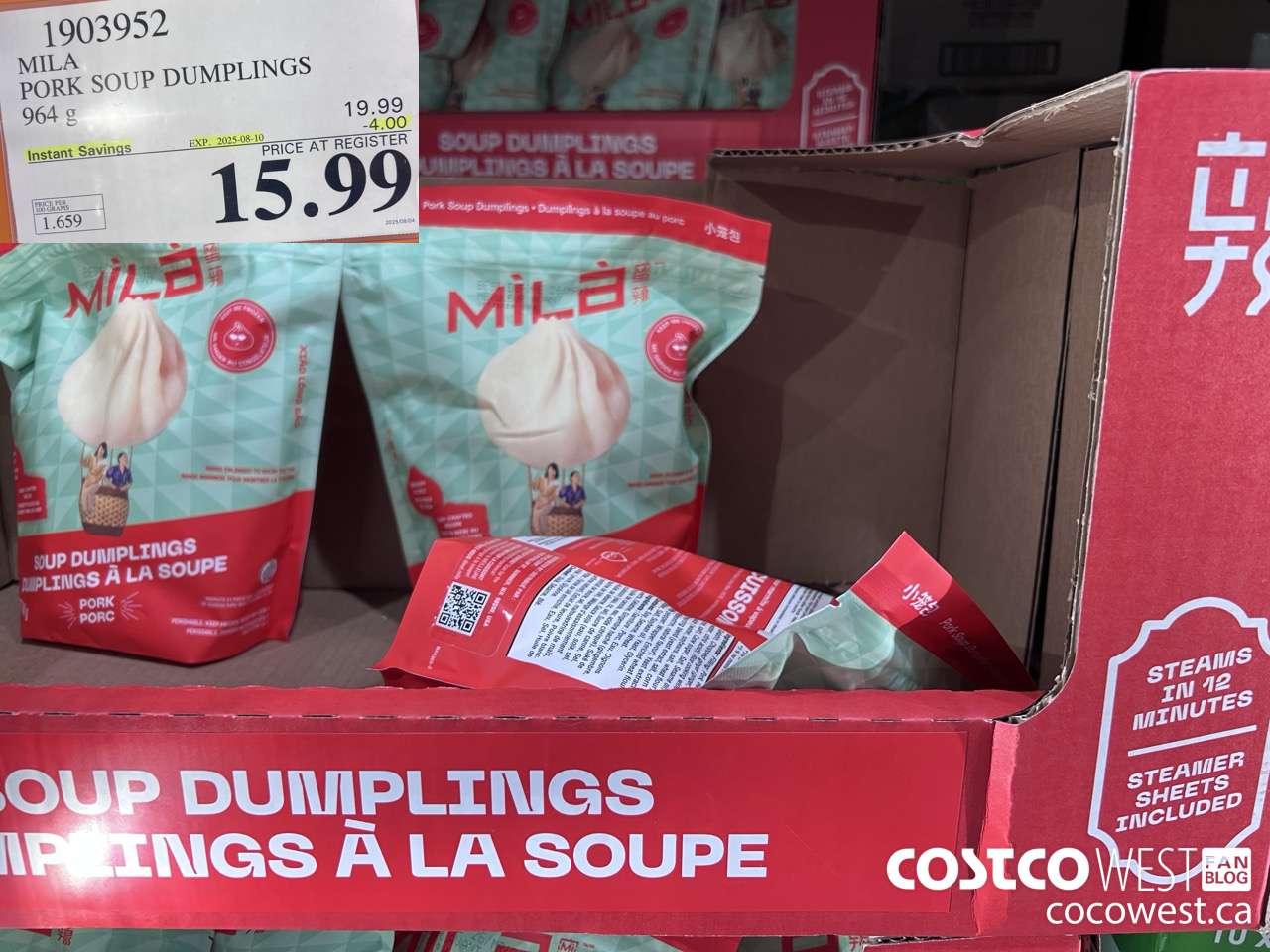 1903952 MILA PORK SOUP DUMPLINGS 964G ($4.00 INSTANT SAVINGS EXPIRES ON 2025-08-10) $15.99