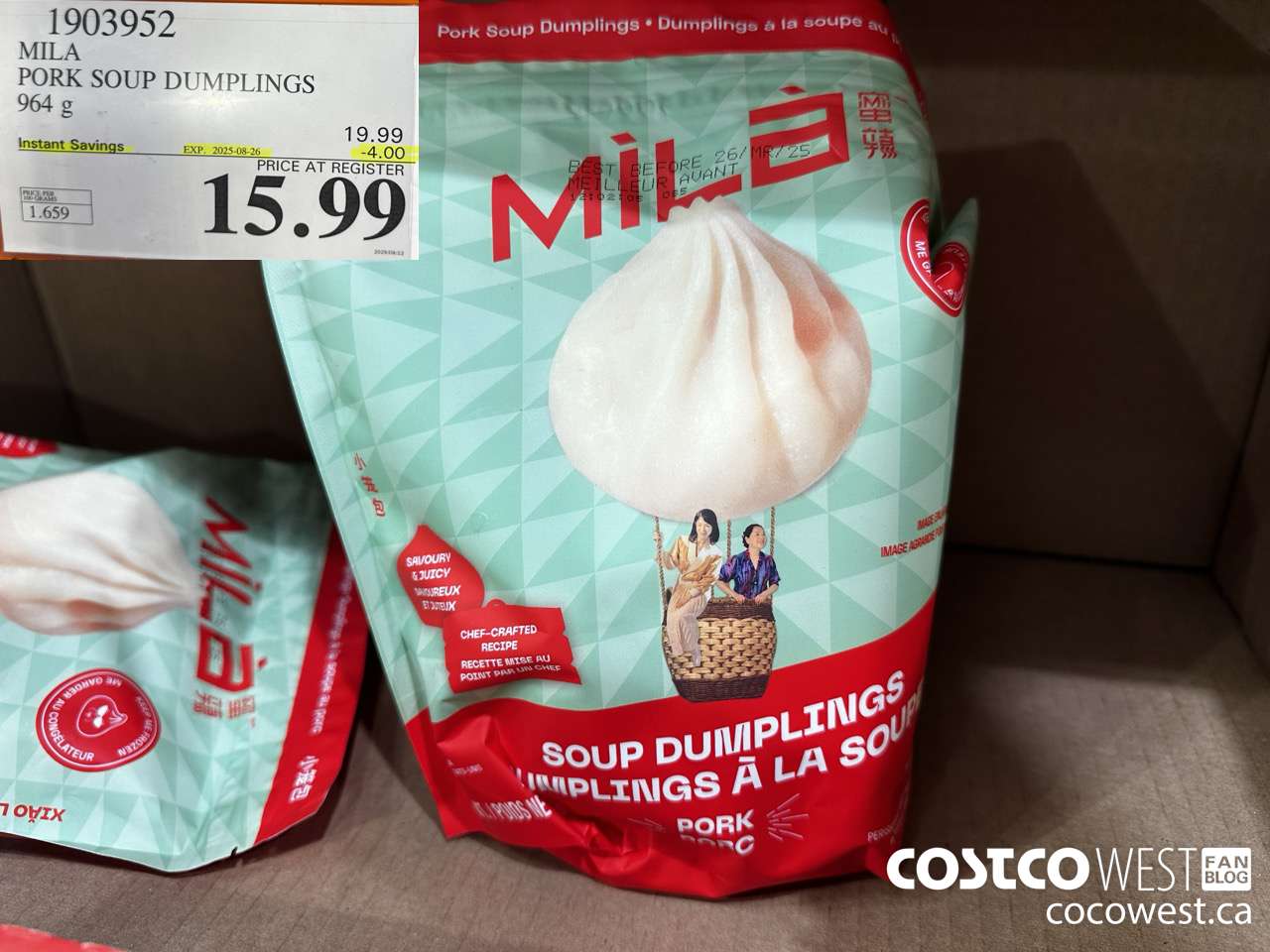 1903952 MILA PORK SOUP DUMPLINGS 964G ($4.00 INSTANT SAVINGS EXPIRES ON 2025-08-26) $15.99