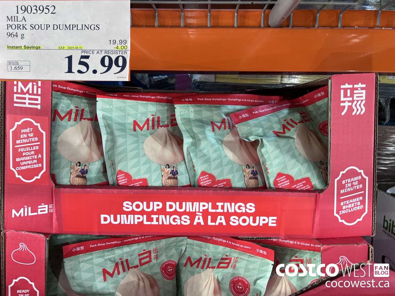 1903952 MILA PORK SOUP DUMPLINGS 964G ($4.00 INSTANT SAVINGS EXPIRES ON 2025-08-31) $15.99