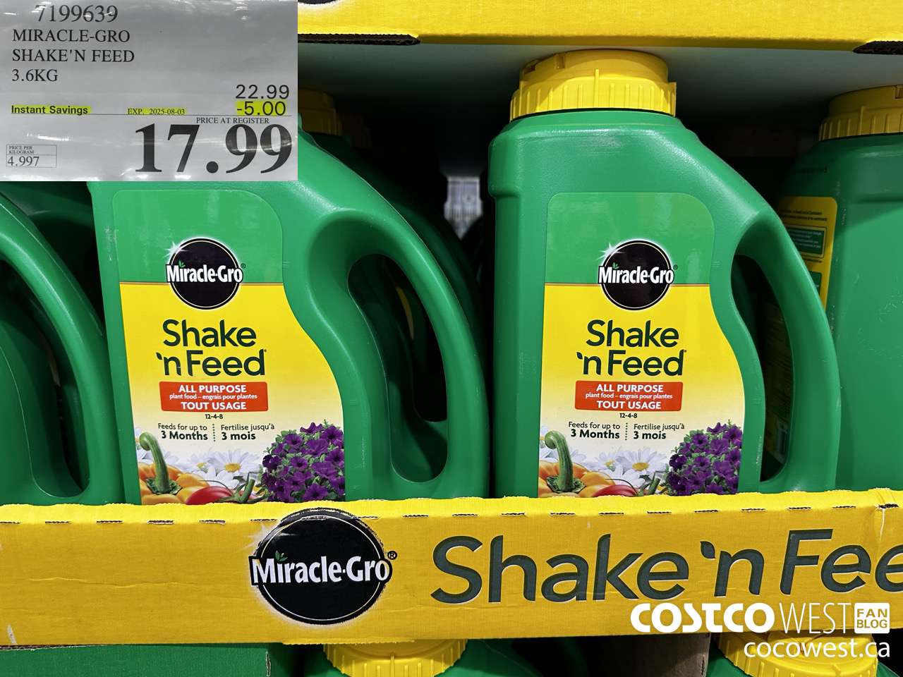 7199639 MIRACLE-GRO SHAKE'N FEED 3.6KG ($5.00 INSTANT SAVINGS EXPIRES ON 2025-08-03) $17.99