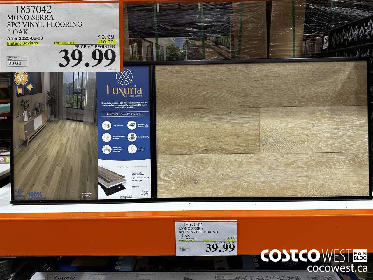 1857042 MONO SERRA SPC VINYL FLOORING OAK ($10.00 INSTANT SAVINGS EXPIRES ON 2025-08-03) $39.99