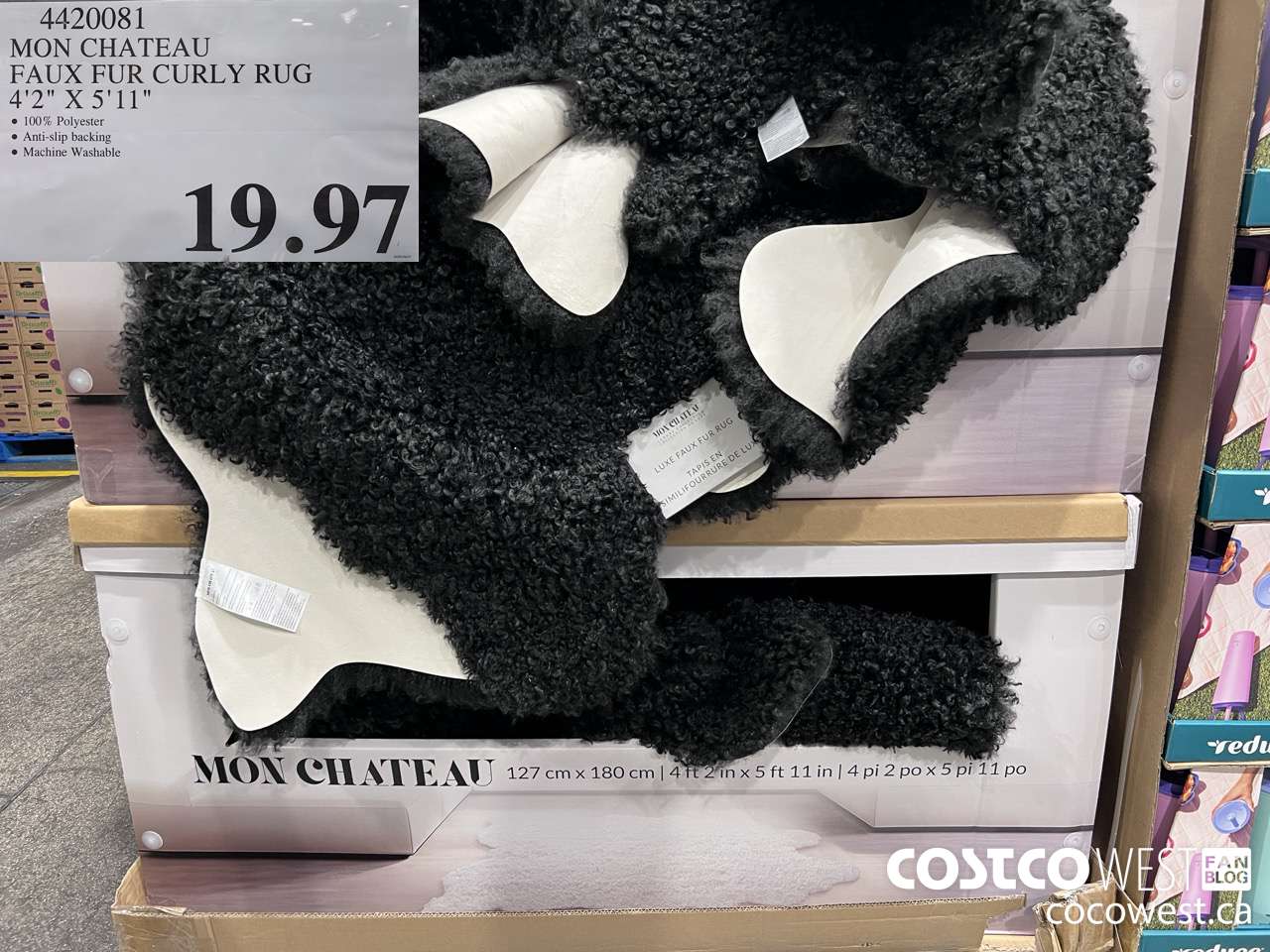 4420081 MON CHATEAU FAUX FUR CURLY RUG 4'2