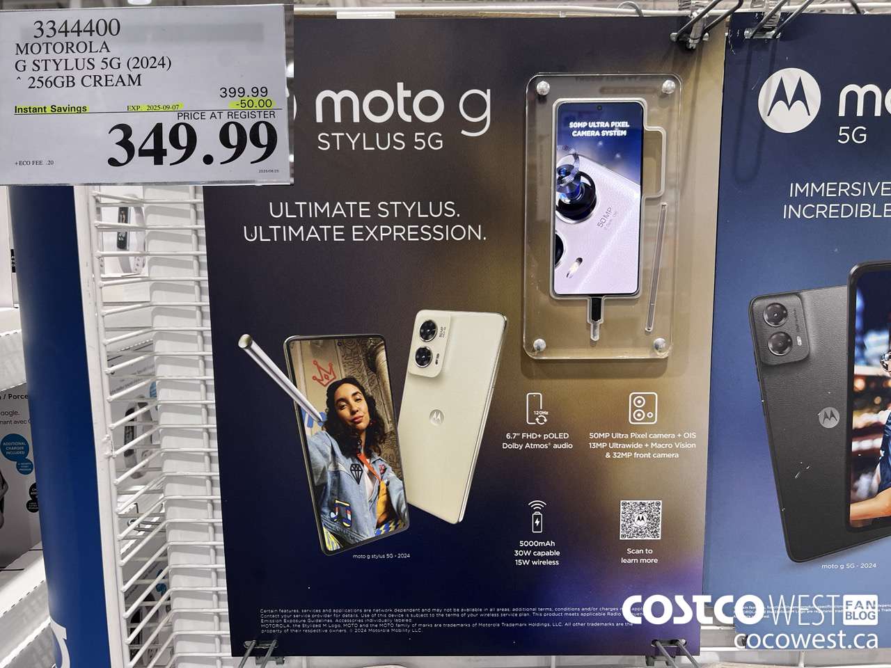 3344400 MOTOROLA G STYLUS 5G (2024) 256GB CREAM ($50.00 INSTANT SAVINGS EXPIRES ON 2025-09-07) $349.99