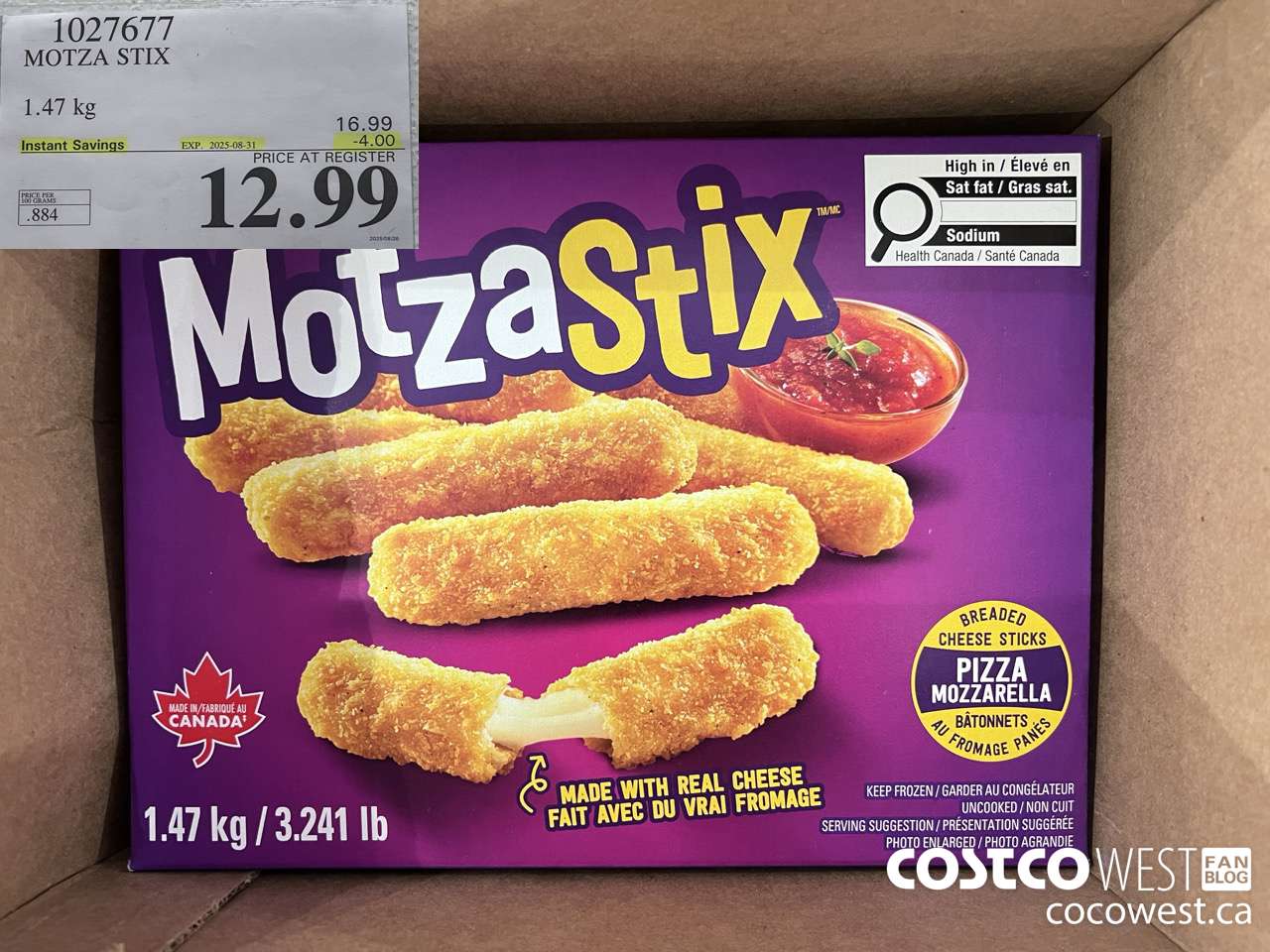 1027677 MOTZA STIX 1.47 kg ($4.00 INSTANT SAVINGS EXPIRES ON 2025-08-31) $12.99