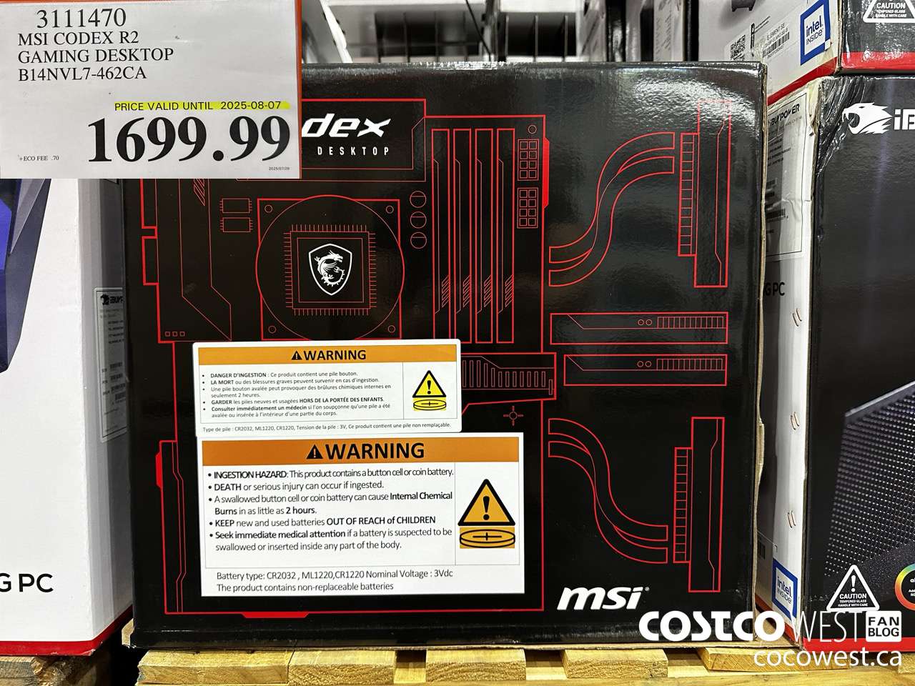 3111470 MSI CODEX R2 GAMING DESKTOP B14NVL7-462CA (EXPIRES ON 2025-08-07) $1699.99