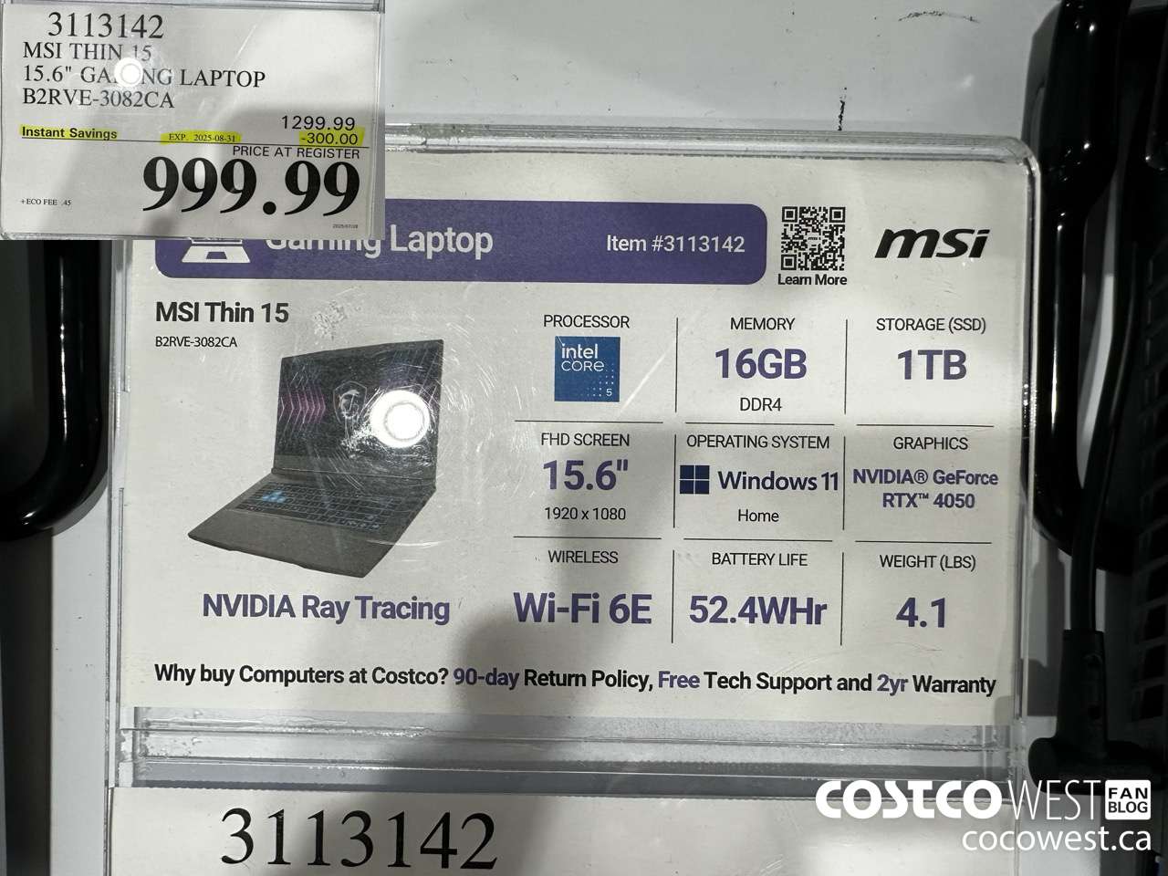 3113142 MSI THIN 15 15.6