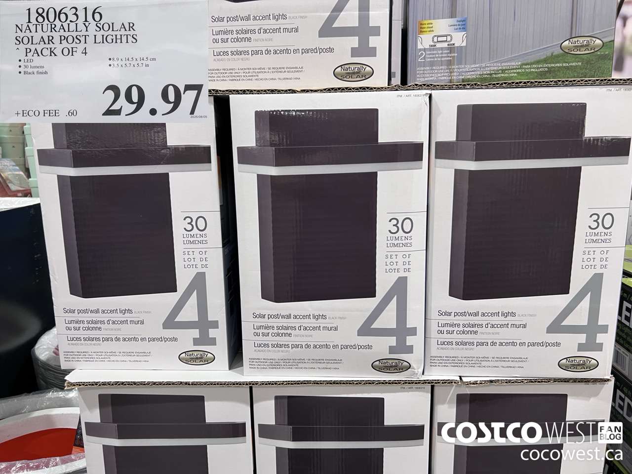 1806316 NATURALLY SOLAR SOLAR POST LIGHTS PACK OF 4 $29.97