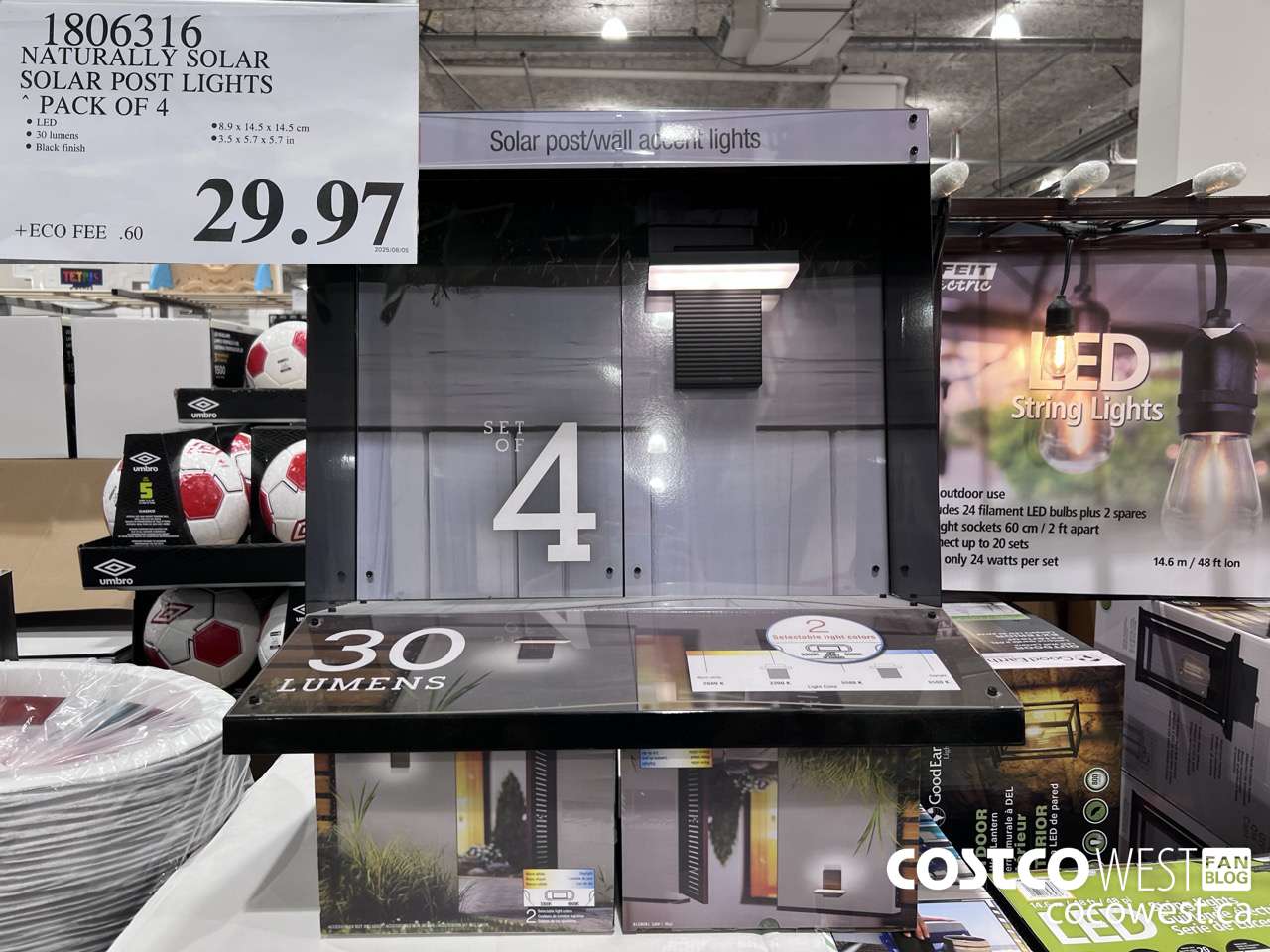 1806316 NATURALLY SOLAR SOLAR POST LIGHTS PACK OF 4 $29.97