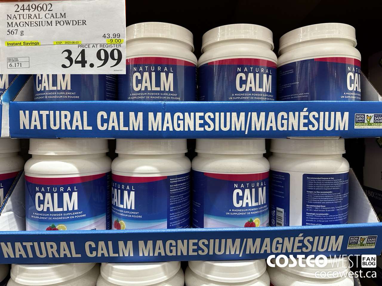 2449602 NATURAL CALM MAGNESIUM POWDER 567 g ($9.00 INSTANT SAVINGS EXPIRES ON 2025-08-03) $34.99
