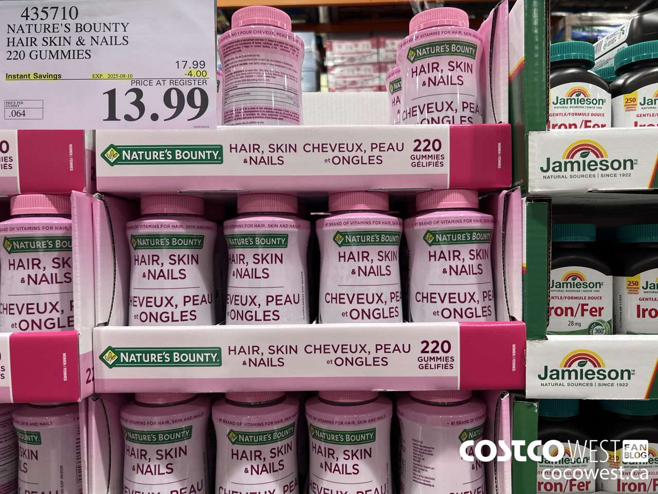 435710 NATURE'S BOUNTY HAIR SKIN & NAILS 220 GUMMIES ($4.00 INSTANT SAVINGS EXPIRES ON 2025-08-10) $13.99