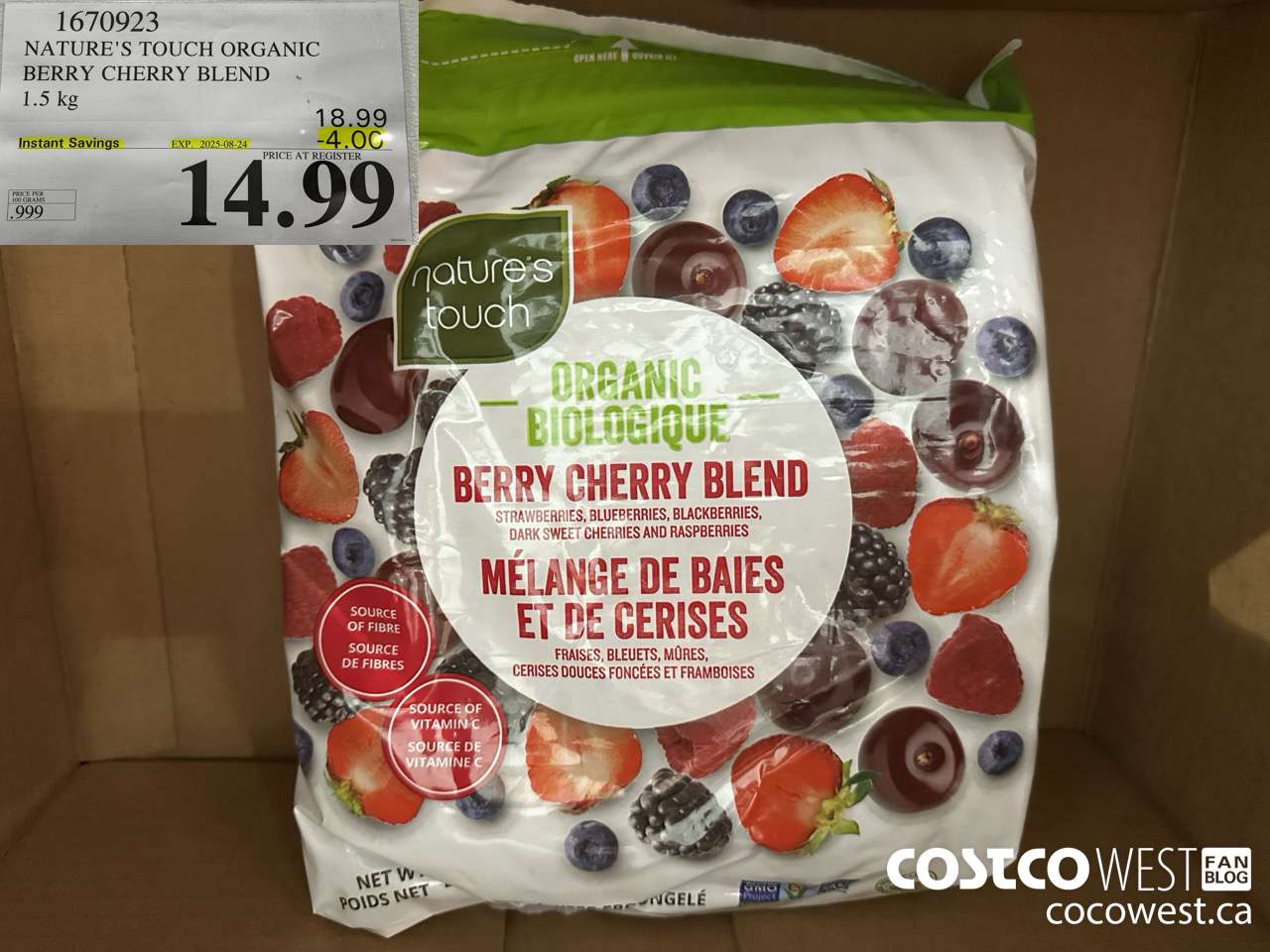 1670923 NATURE'S TOUCH ORGANIC BERRY CHERRY BLEND 1.5 KG ($4.00 INSTANT SAVINGS EXPIRES ON 2025-08-24) $14.99
