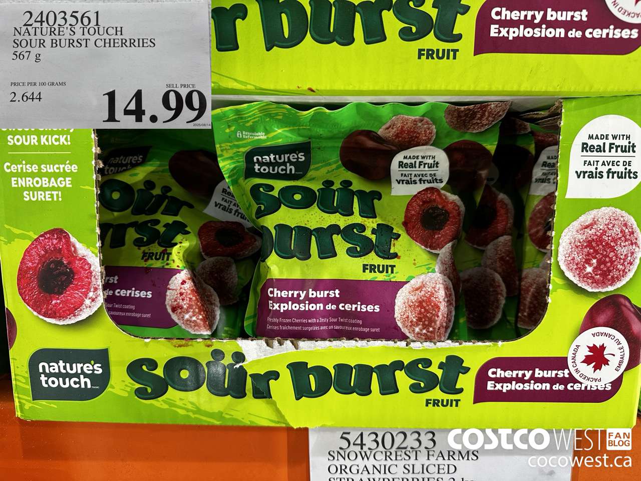 2403561 NATURE'S TOUCH SOUR BURTS CHERRIES 567G $14.99