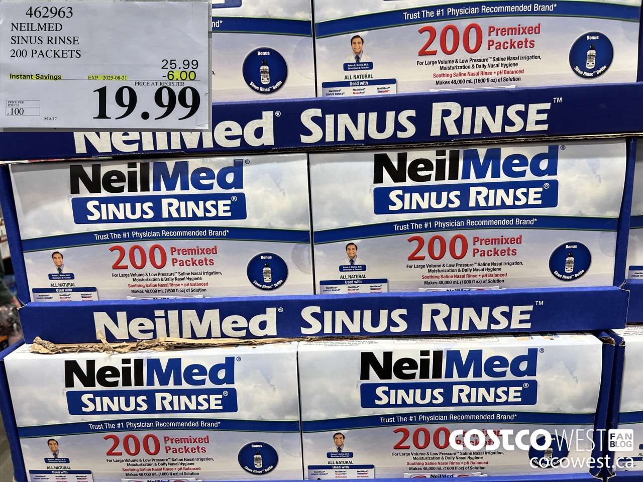 462963 NEILMED SINUS RINSE 200 PREMIXED PACKETS ($6.00 INSTANT SAVINGS EXPIRES ON 2025-08-31) $19.99