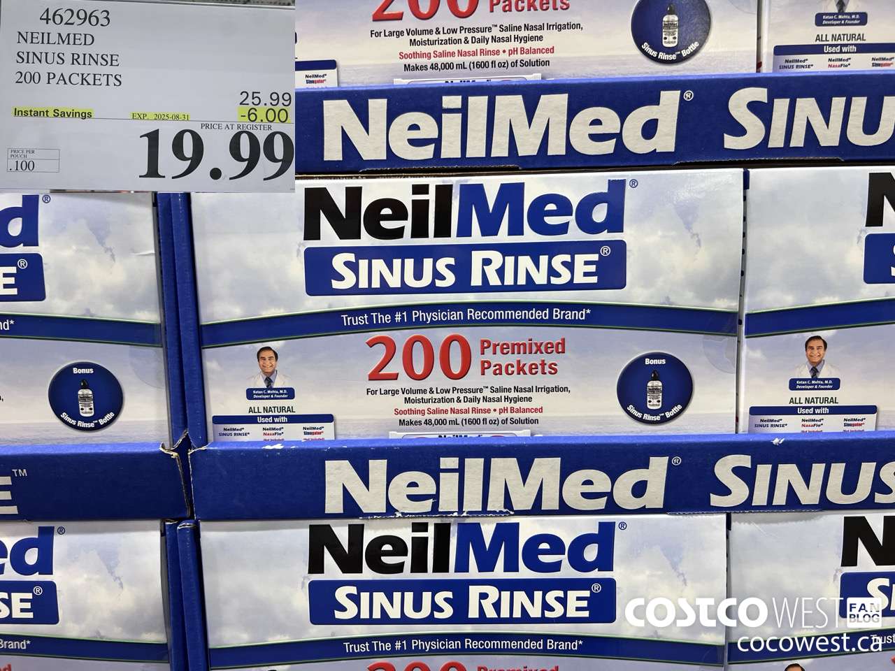 462963 NEILMED SINUS RINSE 200 PREMIXED PACKETS ($6.00 INSTANT SAVINGS EXPIRES ON 2025-08-31) $19.99