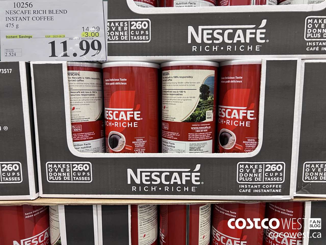 10256 NESCAFE RICH BLEND INSTANT COFFEE 475G ($3.00 INSTANT SAVINGS EXPIRES ON 2025-08-28) $11.99