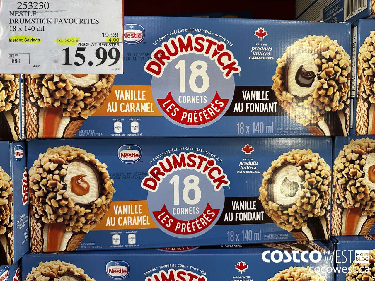 253230 NESTLE DRUMSTICK VARIETY PACK 18 x 140 ml ($4.00 INSTANT SAVINGS EXPIRES ON 2025-08-03) $15.99