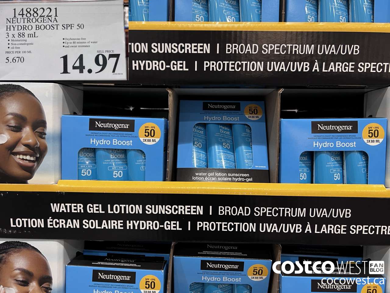 1488221 NEUTROGENA HYDROBOOST SPF 50 OXY-FREE 3 x 88 mL $14.97