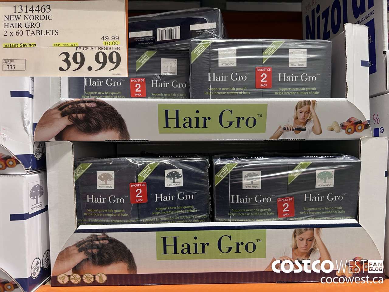 1314463 NEW NORDIC HAIR GRO 2 X 60 TABLETS ($10.00 INSTANT SAVINGS EXPIRES ON 2025-08-17) $39.99