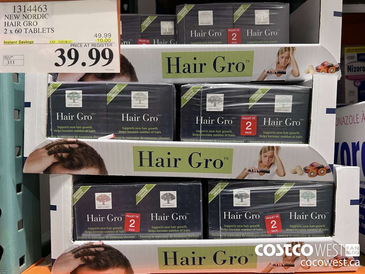 1314463 NEW NORDIC HAIR GRO 2 X 60 TABLETS ($10.00 INSTANT SAVINGS EXPIRES ON 2025-08-17) $39.99