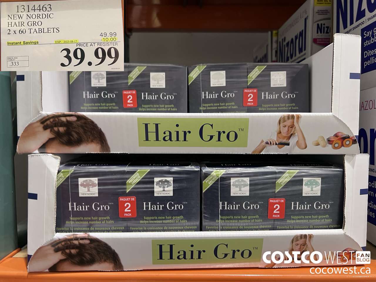 1314463 NEW NORDIC HAIR GRO 2 X 60 TABLETS ($10.00 INSTANT SAVINGS EXPIRES ON 2025-08-17) $39.99