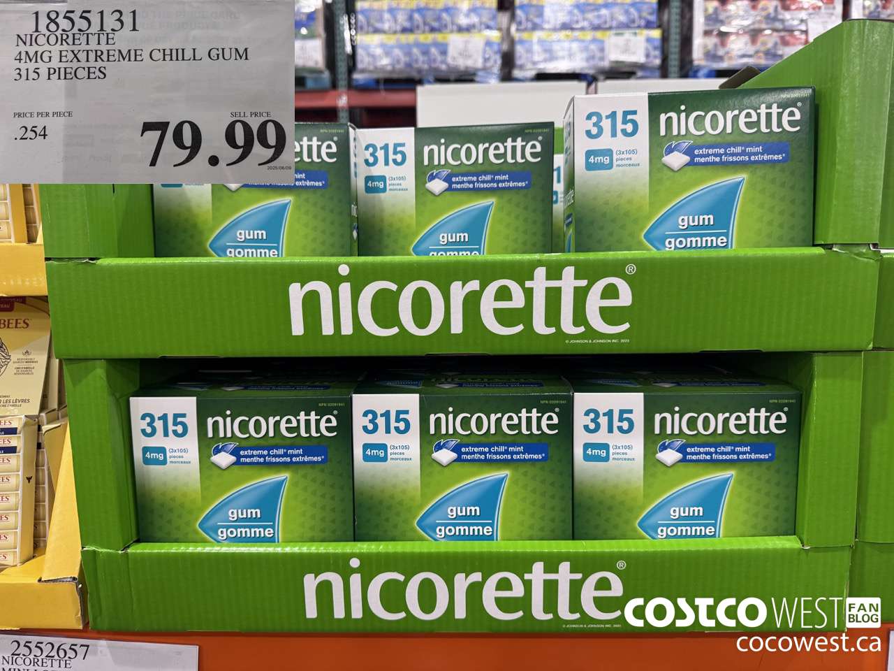 1855131 NICORETTE 4MG EXTREME CHILL GUM 315 PIECES $79.99