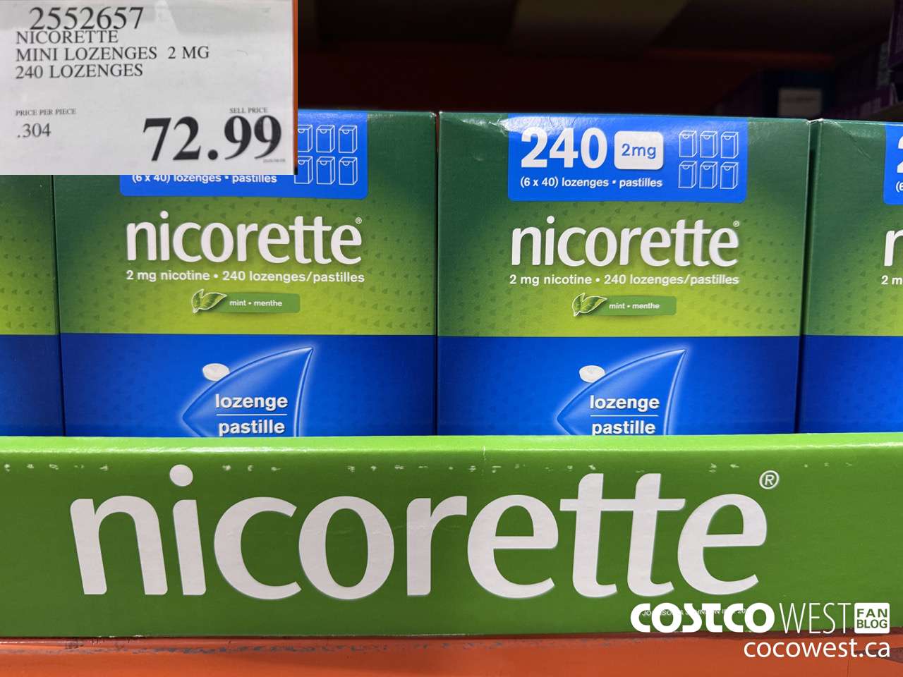2552657 NICORETTE MINI LOZENGES 2MG 240 LOZENGES $72.99