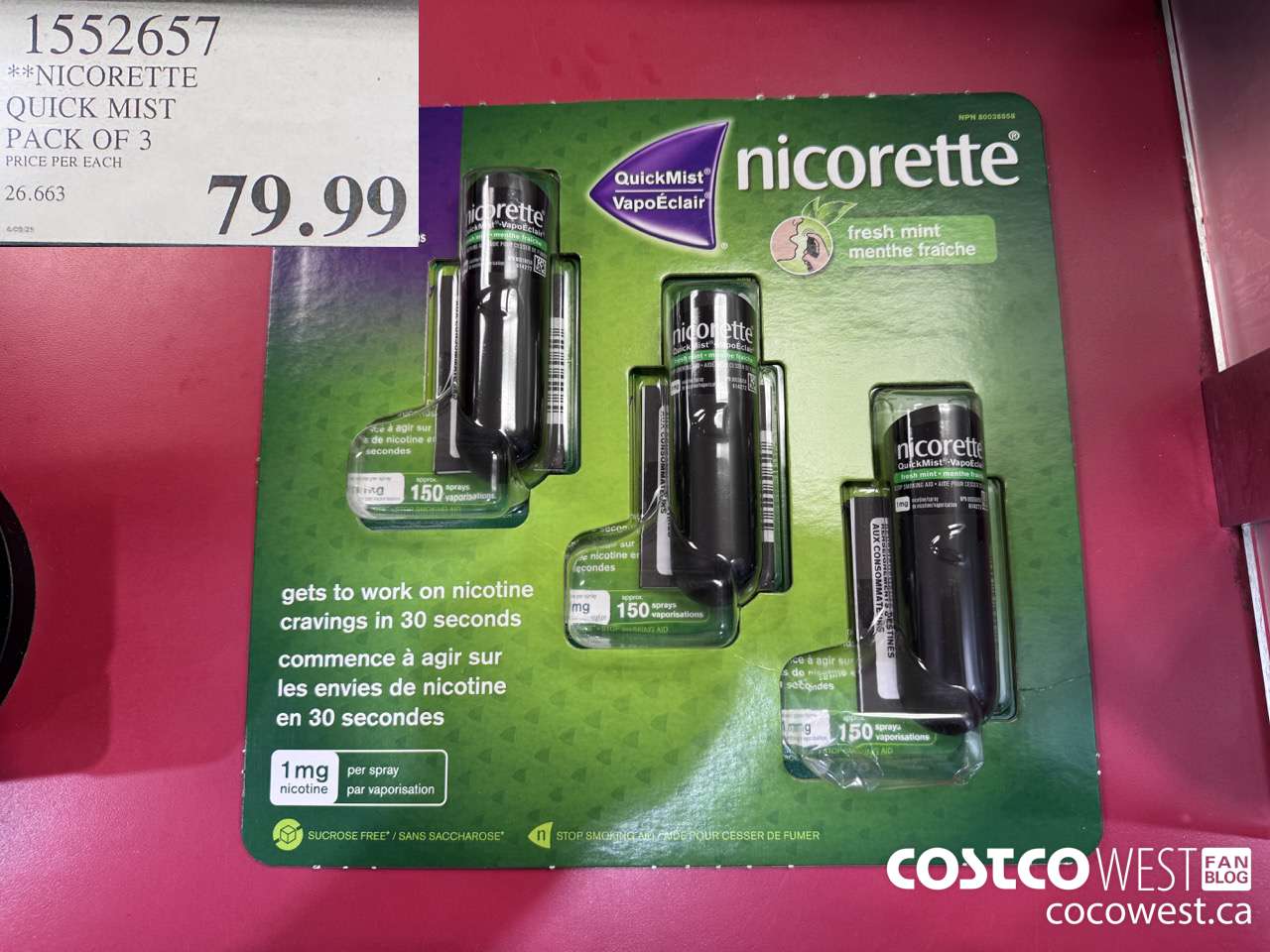 1552657 NICORETTE QUICK MIST PACK OF 3 $79.99