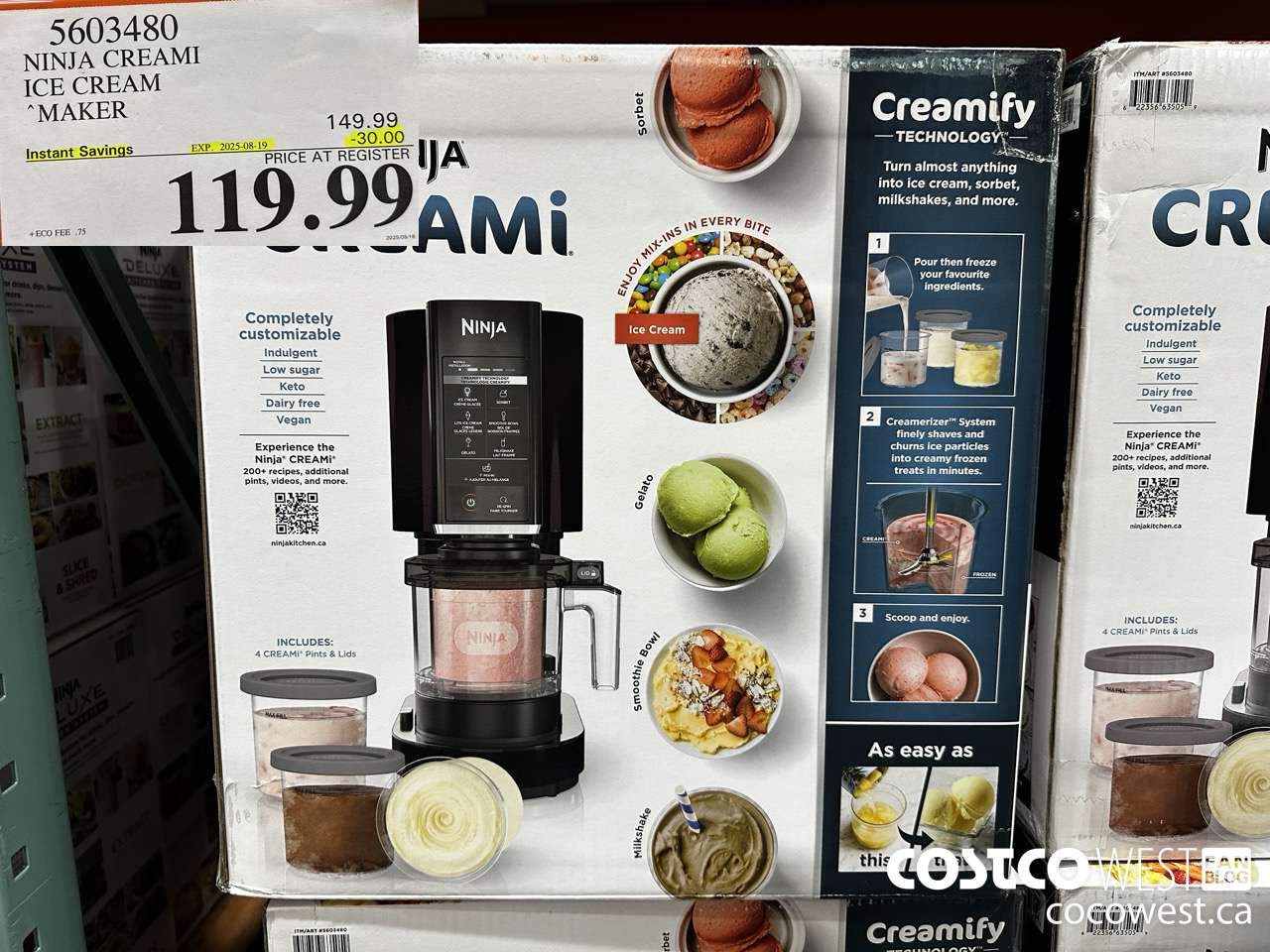 5603480 NINJA CREAMI ICE CREAM MAKER ($30.00 INSTANT SAVINGS EXPIRES ON 2025-08-19) $119.99