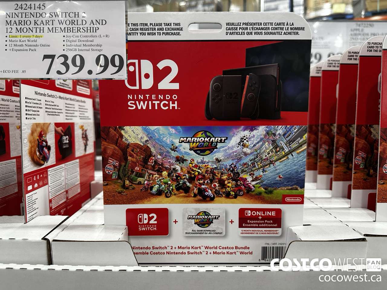 2424145 NINTENDO SWITCH 2 MARIO KART WORLD AND 12 MONTH MEMBERSHIP $739.99