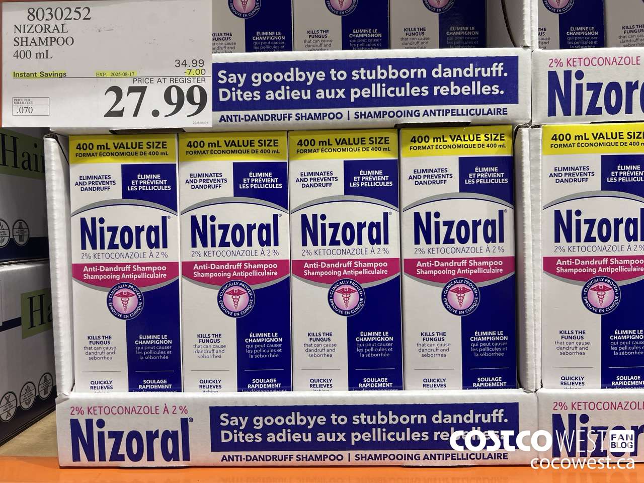 8030252 NIZORAL SHAMPOO 400ML ($7.00 INSTANT SAVINGS EXPIRES ON 2025-08-17) $27.99